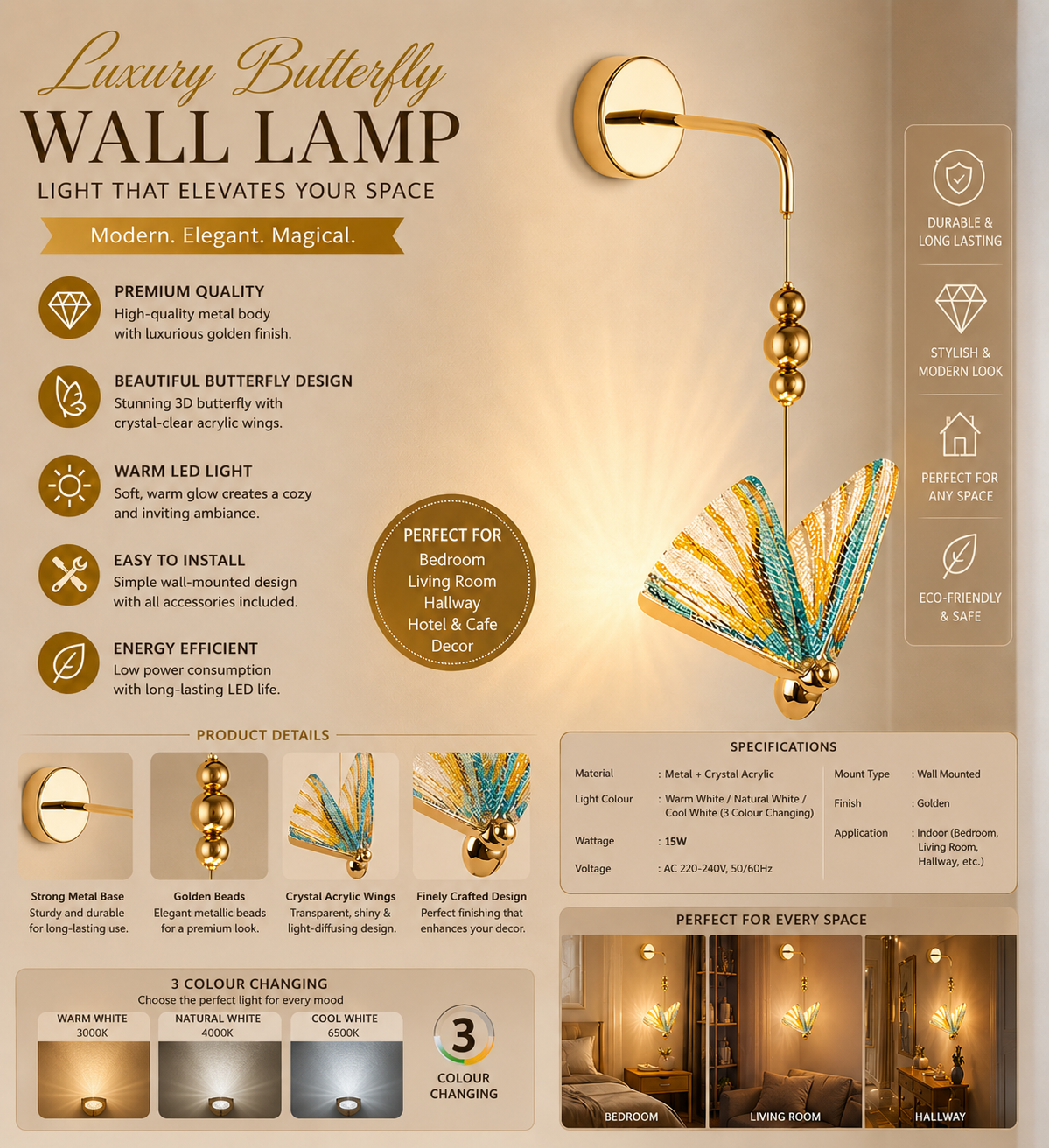 Butterfly LED Wall Light