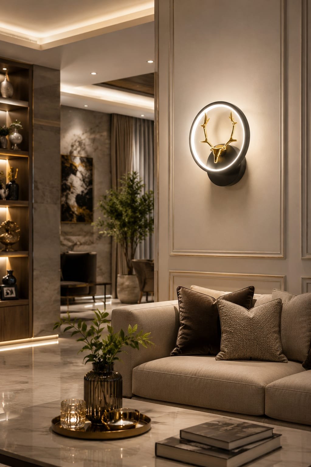 Antler Halo Deer LED Wall Light