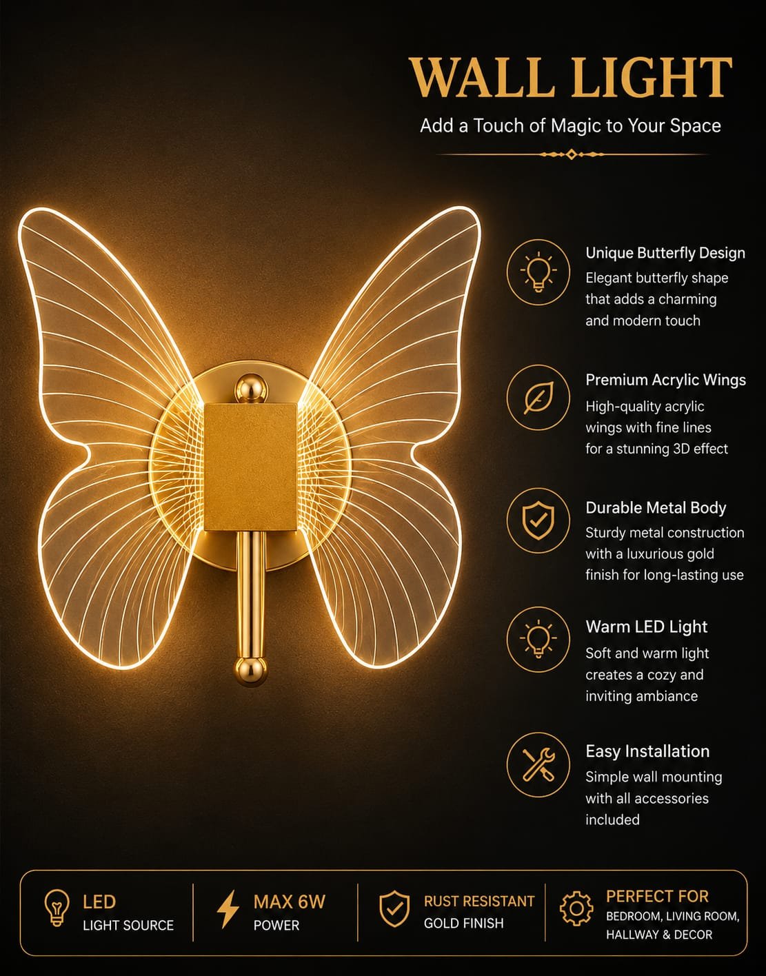 Butterfly LED Wall Light