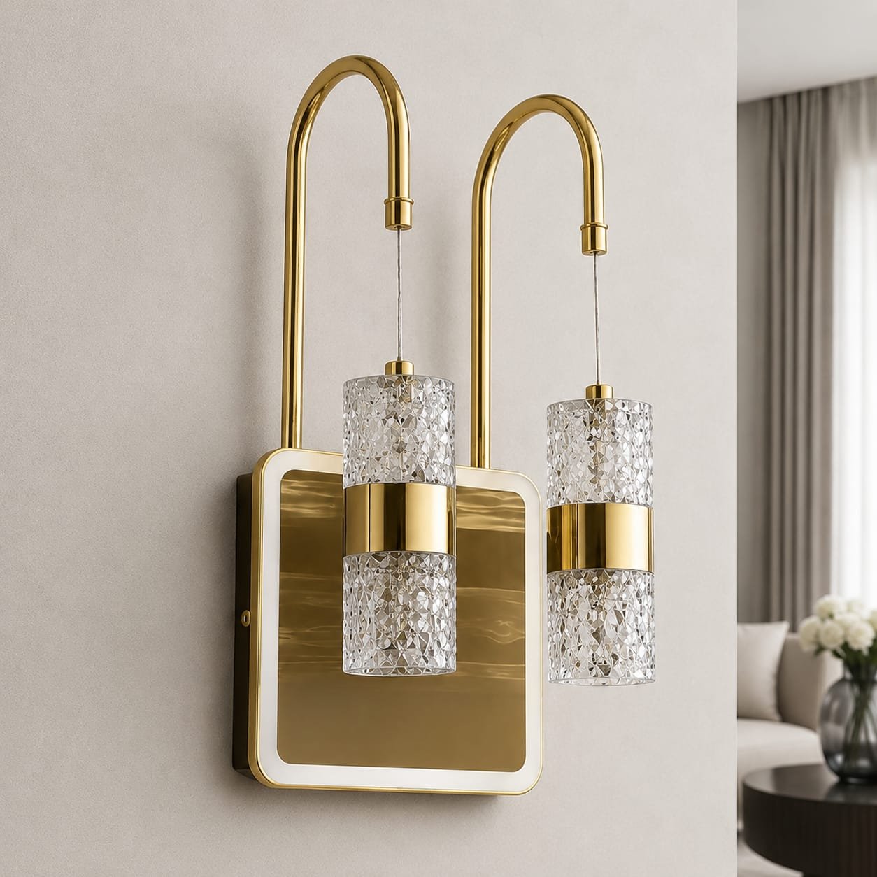 Gold Double Two Light Wall Lamp