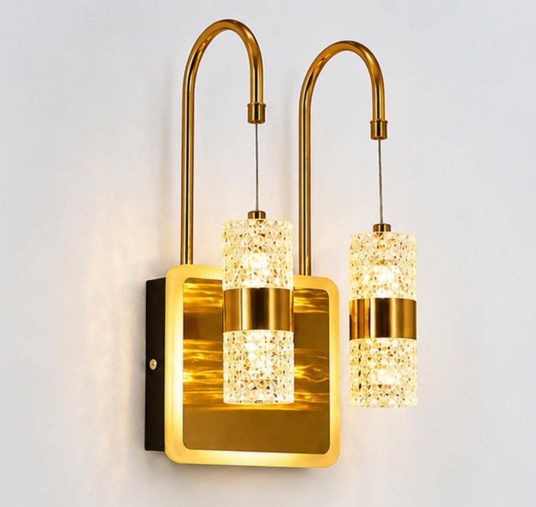 Gold Double Two Light Wall Lamp