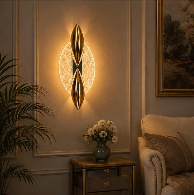 Golden Sculptural LED Wall Light