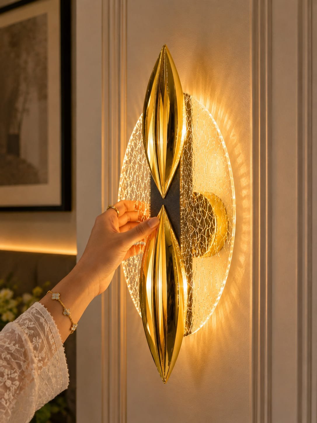 Golden Sculptural LED Wall Light