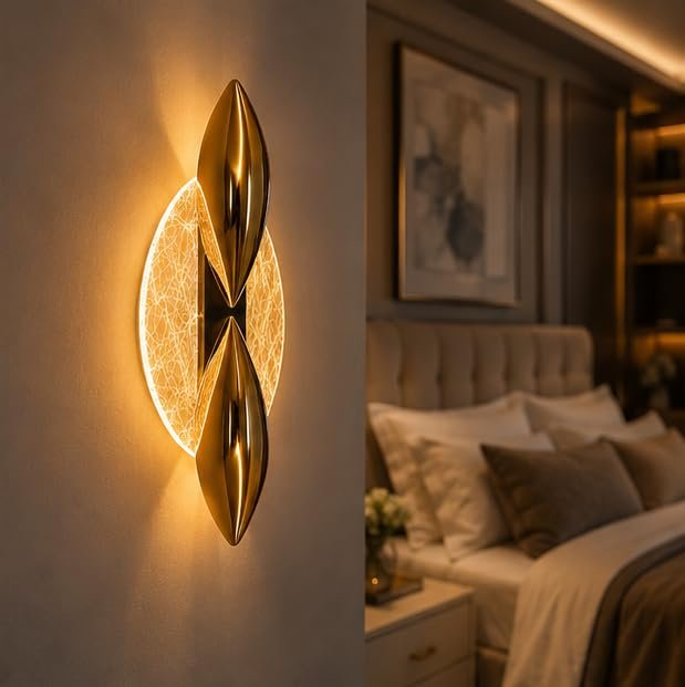 Golden Sculptural LED Wall Light