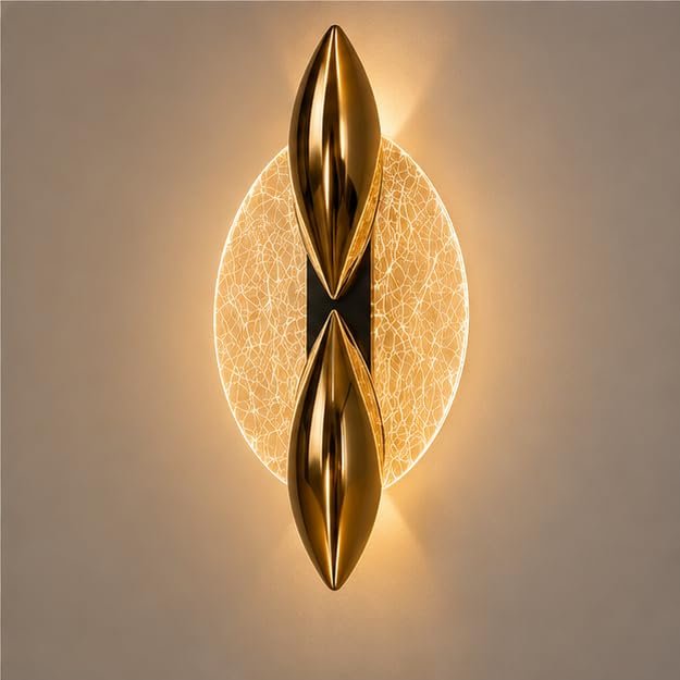 Golden Sculptural LED Wall Light