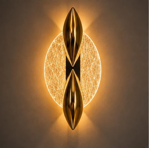 Golden Sculptural LED Wall Light