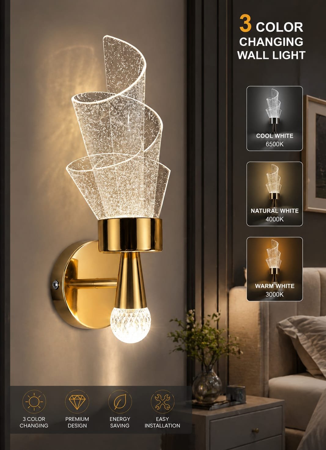 Luxury Flower LED Wall Light