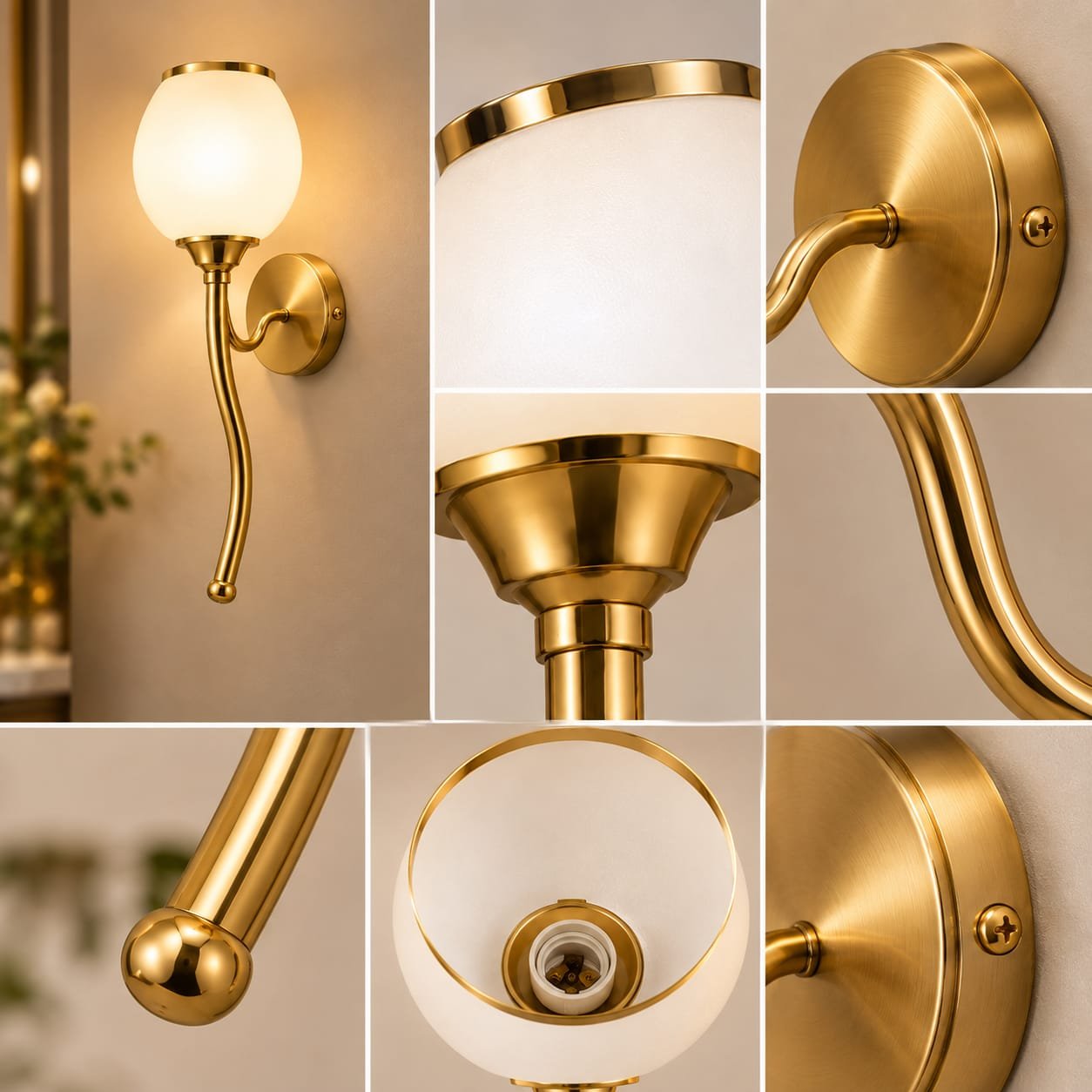 Gold Brass LED Wall Light
