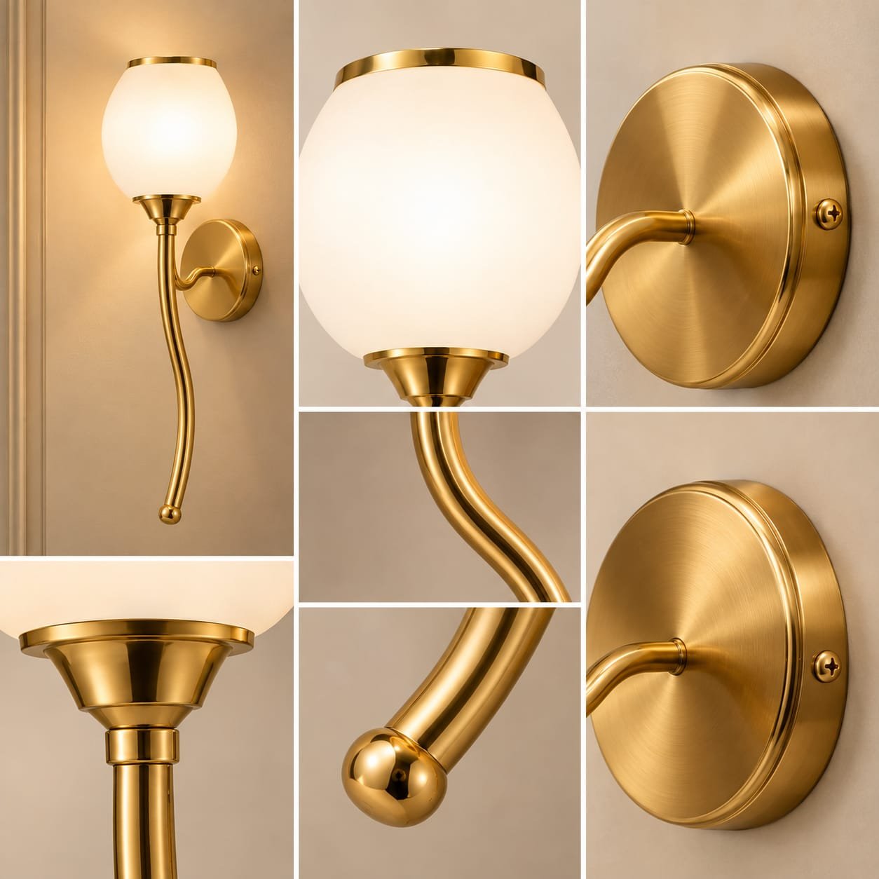 Gold Brass LED Wall Light